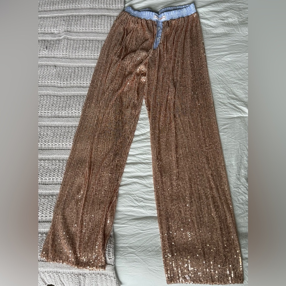 Hand Over Sequin Boxer Pants NWOT
